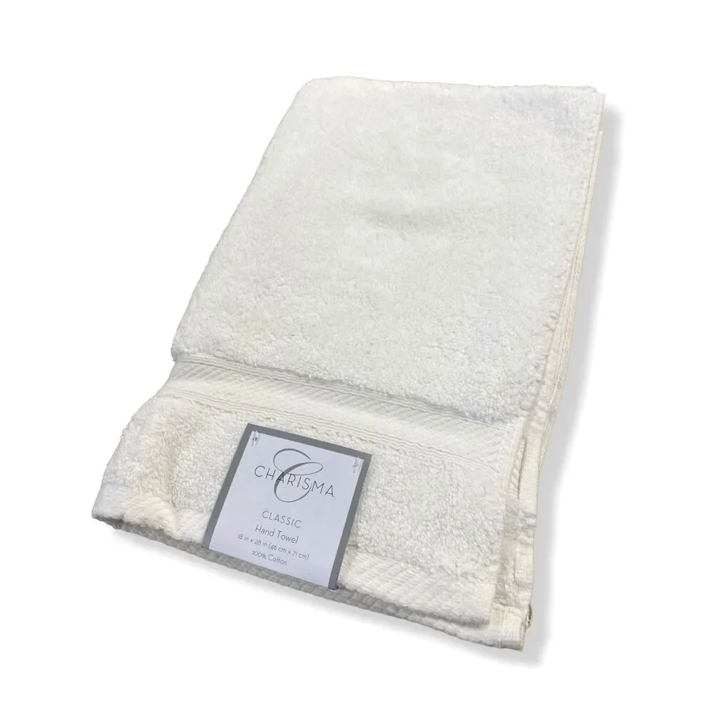 $17 Charisma White Classic Hand Towel Shower Gym Spa Bathroom Hand Towel